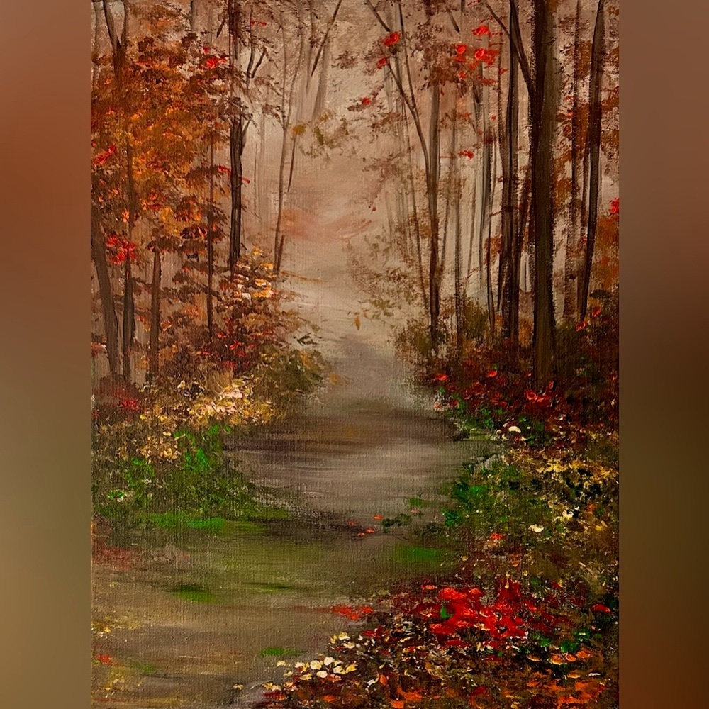ART ORIGINAL ACRYLIC LANDSCAPE PAINTING “full of romance” size 16 x 12 inch